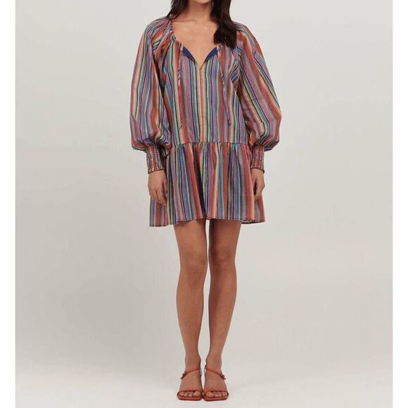 Charlie Holiday Multicolored Striped Mariana Mini Dress Women's Size 6 - Picture 1 of 7